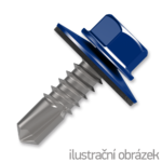 Šroub samovrtný (farmářský) 4,8x20 s podložkou EPDM (RAL 5010) modrá dřevo/plech
