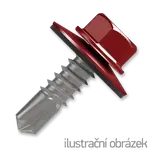 Šroub samovrtný (farmářský) 4,8x35 s podložkou EPDM (RAL 3011) červená dřevo/plech