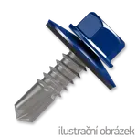 Šroub samovrtný (farmářský) 4,8x20 s podložkou EPDM (RAL 5010) modrá dřevo/plech